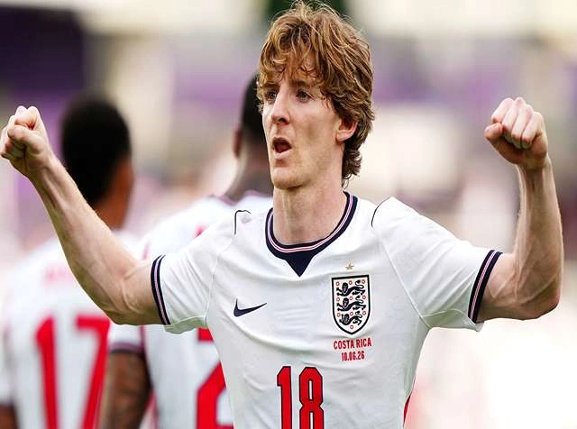 Anthony Gordon celebrates during England’s 3-0 victory over Costa Rica before the 2026 FIFA World Cup.